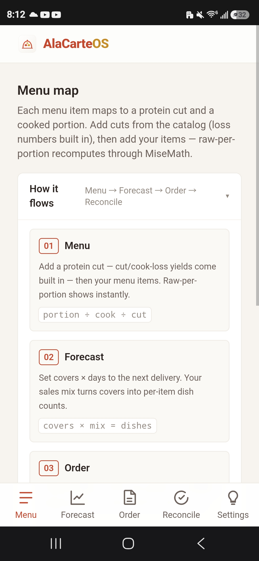 See the complete workflow in the AlaCarteOS mobile app