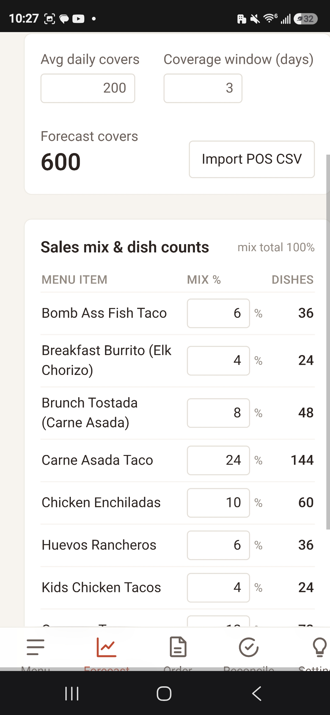 Turn mix into dishes in the AlaCarteOS mobile app